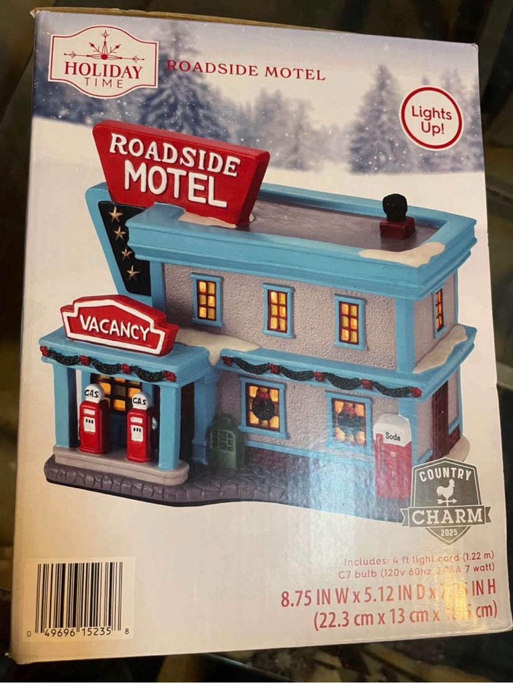 Holiday Time Roadside Motel Light-Up Decoration - Light Blue and Red